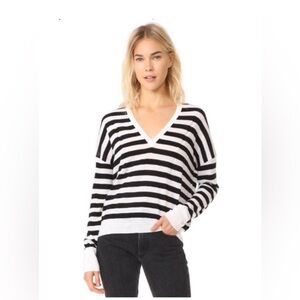 Rag & Bone Black/off White Striped Extra Fine Merino‎ Wool Sweater Top - SZ S/P